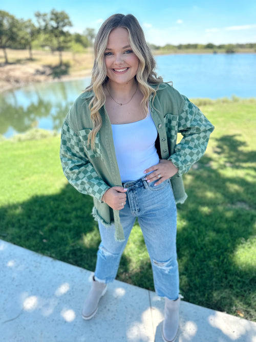 Check Denim Jacket