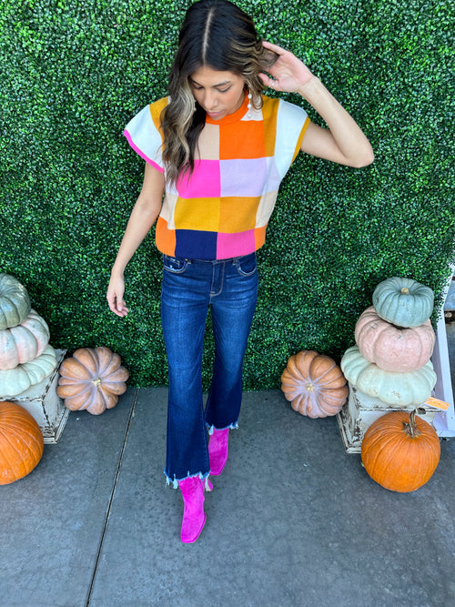 Multi Color Checkered Top