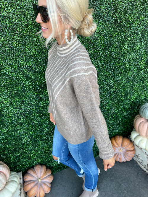 Ribbed Stripe Dolman Sweater