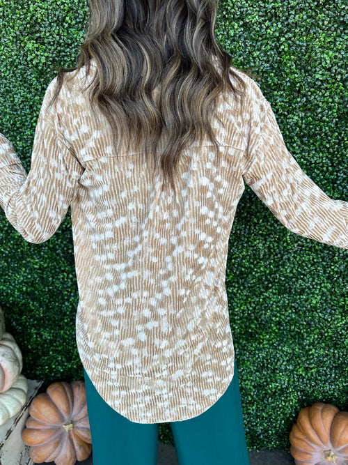 Button Down Front Pocket Velvet Top