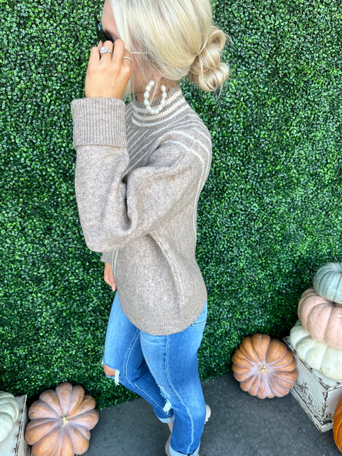 Ribbed Stripe Dolman Sweater