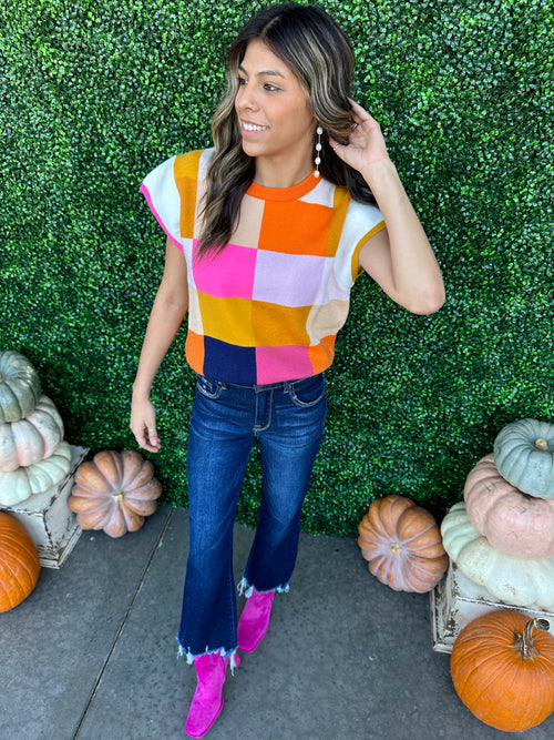 Multi Color Checkered Top