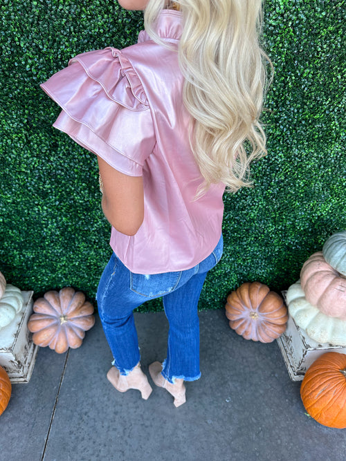Flutter Sleeve Leather Top