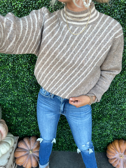 Ribbed Stripe Dolman Sweater