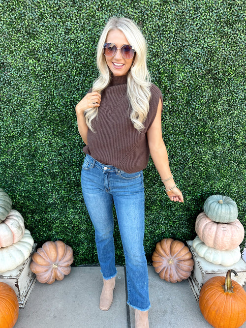 Turtle Neck Ribbed Vest