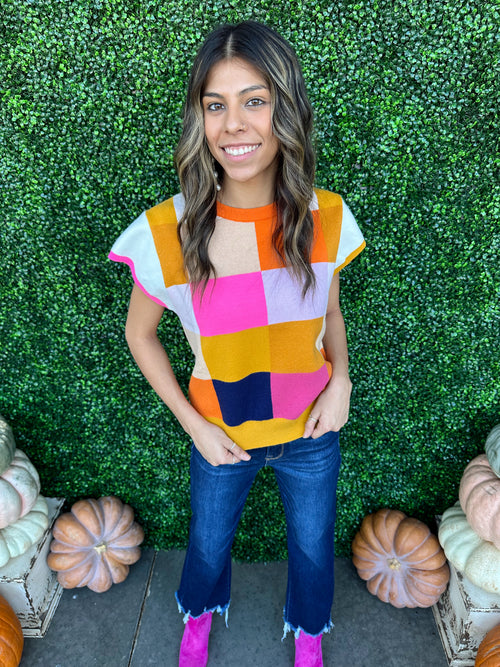 Multi Color Checkered Top