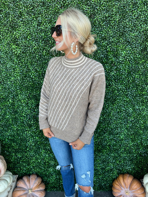 Ribbed Stripe Dolman Sweater