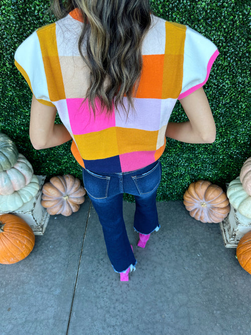 Multi Color Checkered Top