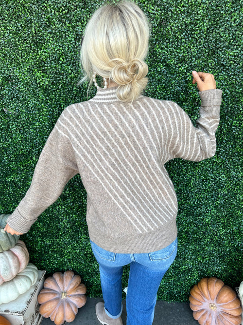 Ribbed Stripe Dolman Sweater