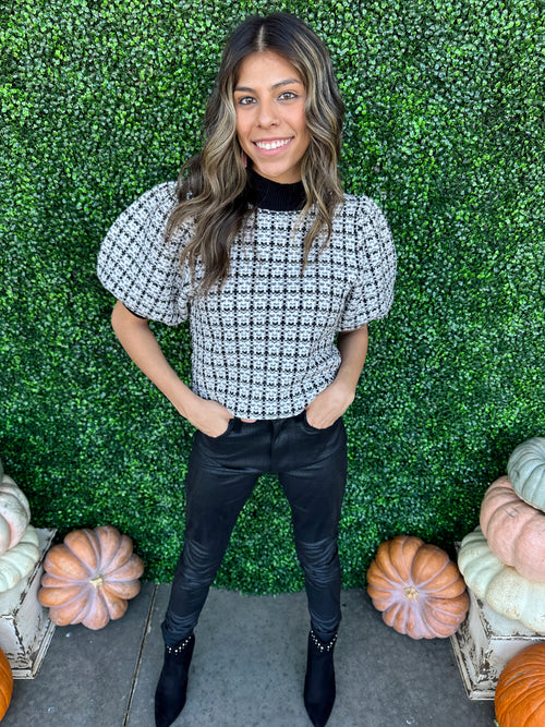 Balloon Sleeve Knit Top