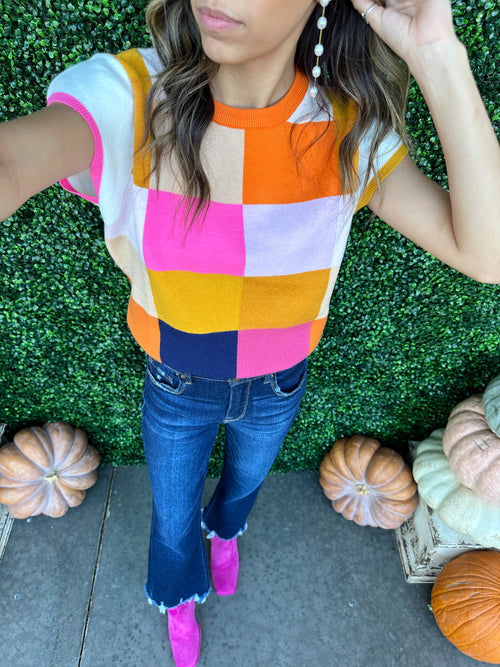 Multi Color Checkered Top