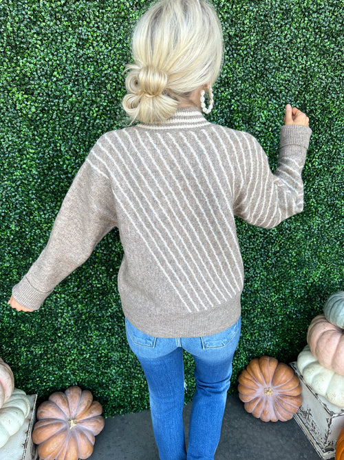 Ribbed Stripe Dolman Sweater