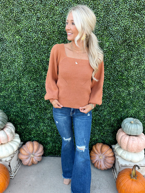 Tie Back Balloon Sleeve Sweater