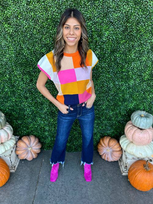 Multi Color Checkered Top