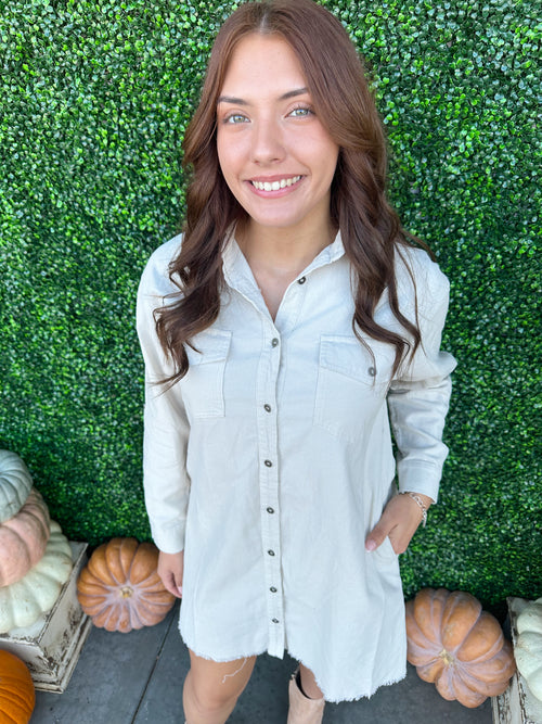 Corduroy Button Down Dress