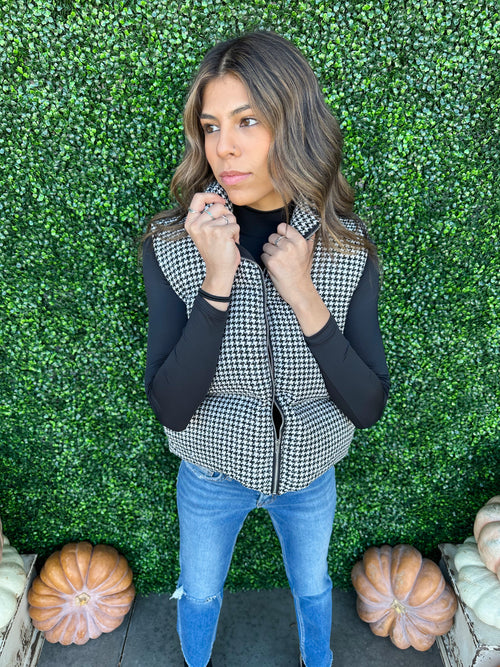 Houndstooth Puff Vest