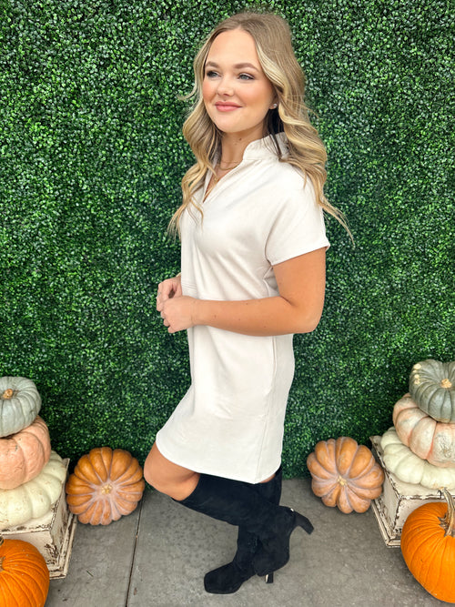 Short Sleeve Suede Dress