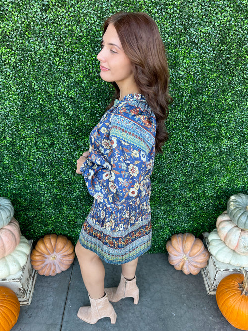 Border Print Mini Dress