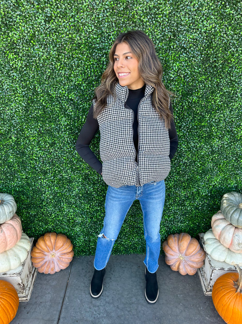 Houndstooth Puff Vest