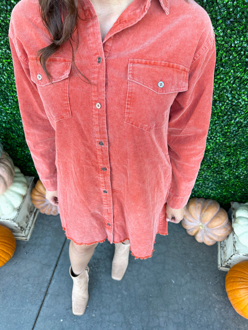 Corduroy Button Down Dress