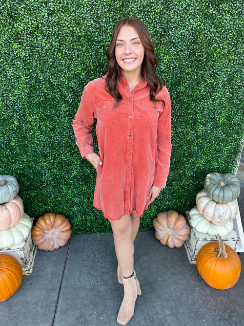 Corduroy Button Down Dress