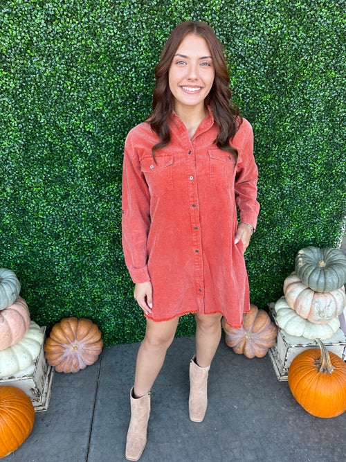 Corduroy Button Down Dress