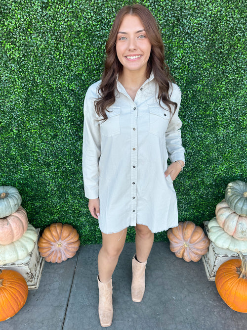 Corduroy Button Down Dress