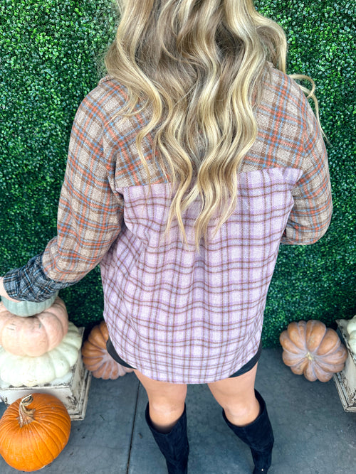 Color Blocked Shirt Jacket