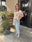 Embroidered Puff Sleeve Floral Top