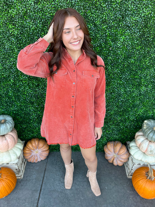 Corduroy Button Down Dress