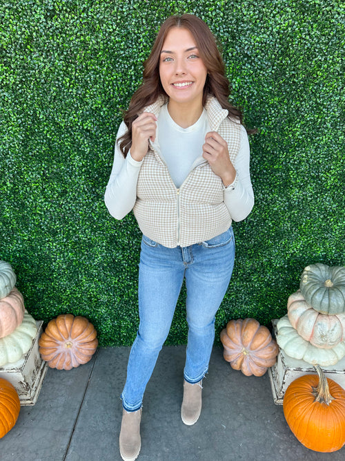 Houndstooth Puff Vest