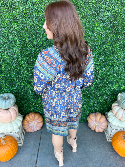 Border Print Mini Dress