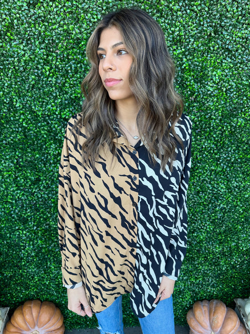 Two Tone Printed Button Down