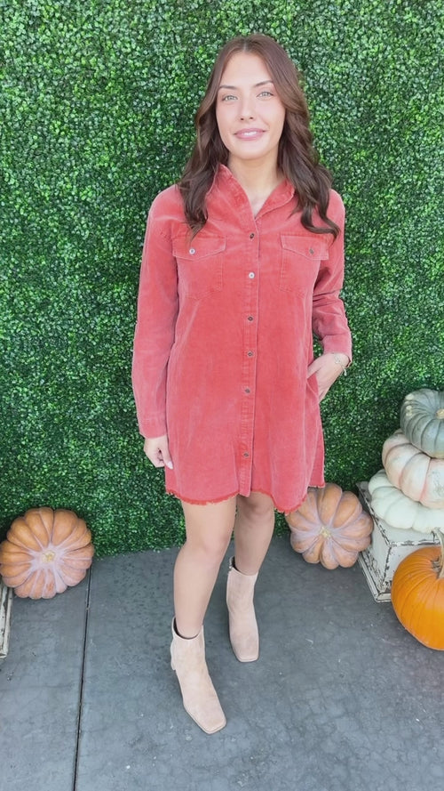 Corduroy Button Down Dress