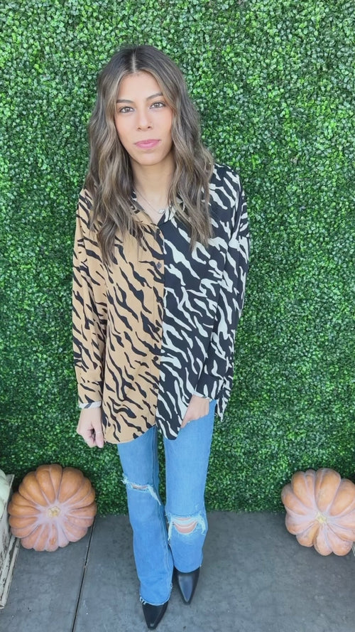 Two Tone Printed Button Down