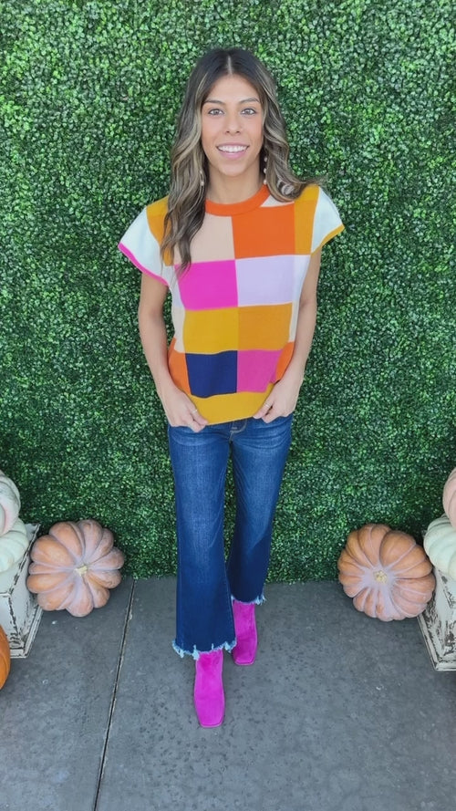 Multi Color Checkered Top