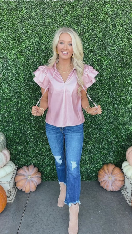 Flutter Sleeve Leather Top