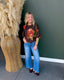 Brown Floral Print Bubble Hem Top