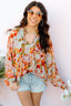 Floral Tie Neck Blouse