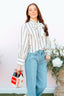 Striped Bow Tie Blouse