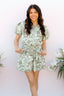 Striped Collar Patterned Romper