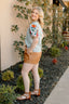 Floral Embroidered Sleeve Striped Top