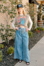 Pintuck Wide Leg Jean
