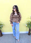 Smocked Floral Print Ribbon Blouse