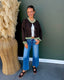Brown/Green Contrast Hem Cardigan