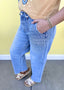 Stripe HR Kate Barrel Jeans w/ Utility Pocket