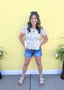 Embroidered Flower Puff Sleeve Top