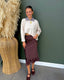 Satin Scalloped Lace Trim Midi Skirt