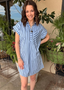 Drop Sleeve Striped Mini Dress
