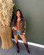 Vine Embroidered Front Closure Velvet Jacket